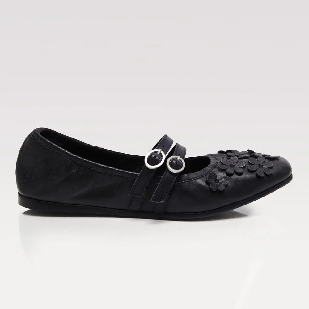 Free People Black Floral Flats - Picture 7 of 12